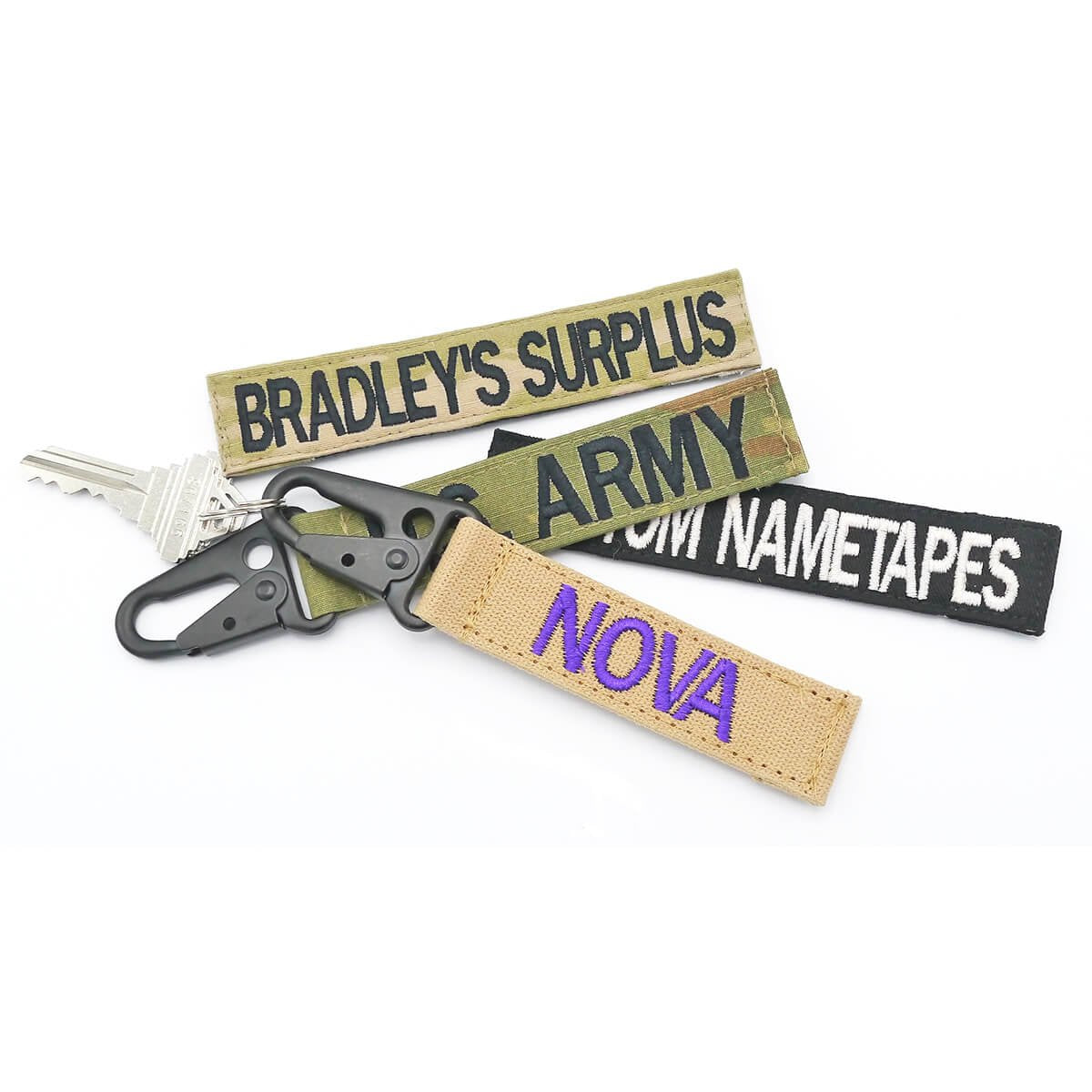 Name Tape Keychain Embroidered Key Tags