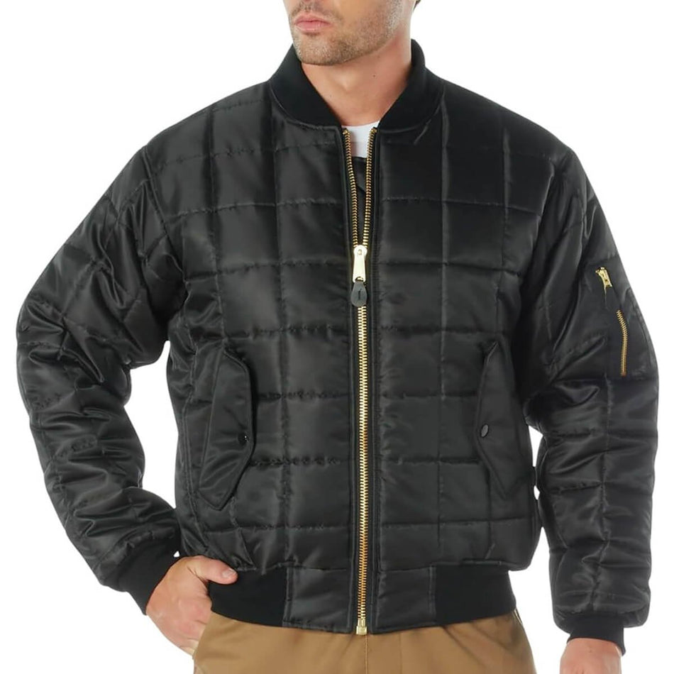 Black Rothco Quilted MA-1 Flight Bomber Jacket