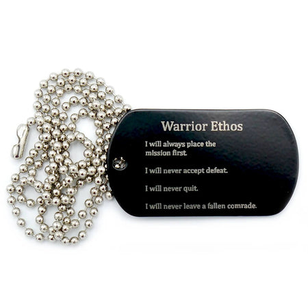 Black Dog Tag With Warrior Ethos