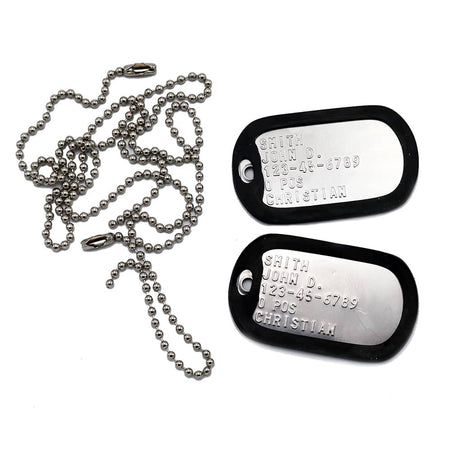 Dog Tag Set with Ball Chains with black silencers