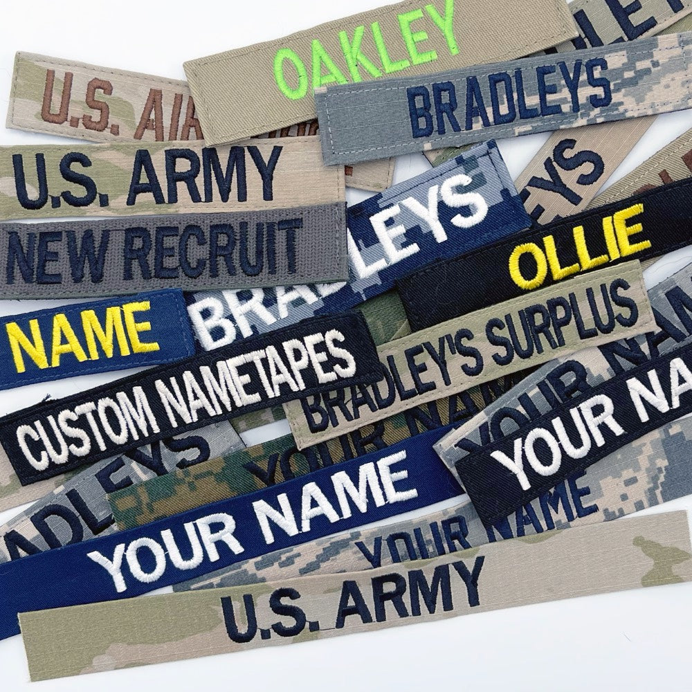 Name Tapes - Custom Uniform Nametapes, Made to Official US Military Specs, Sew on or Add Hook Fastener