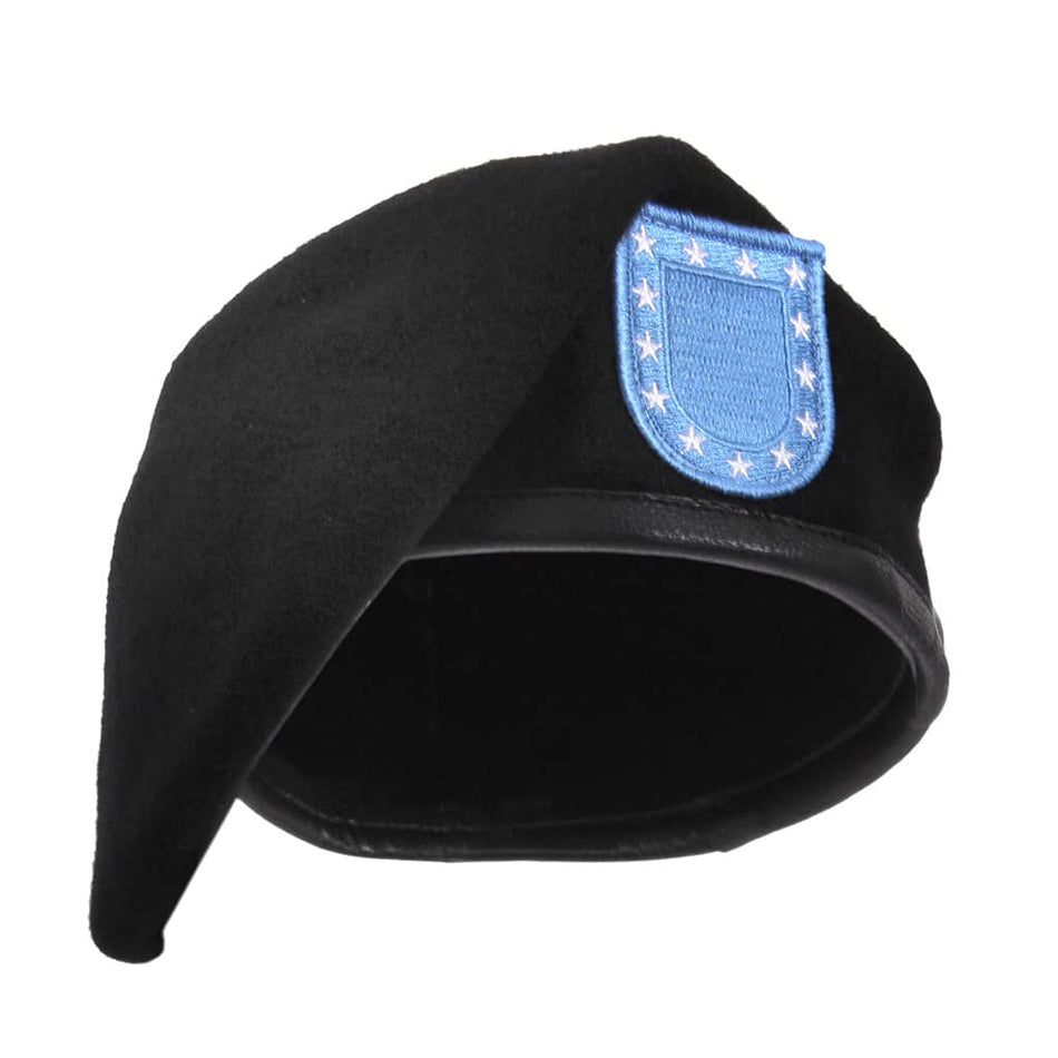 Inspection Ready Black Army Beret With Flash