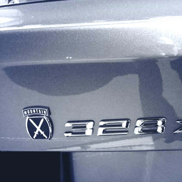 Black and Chrome 10th Mountain Division Metal Car Decal