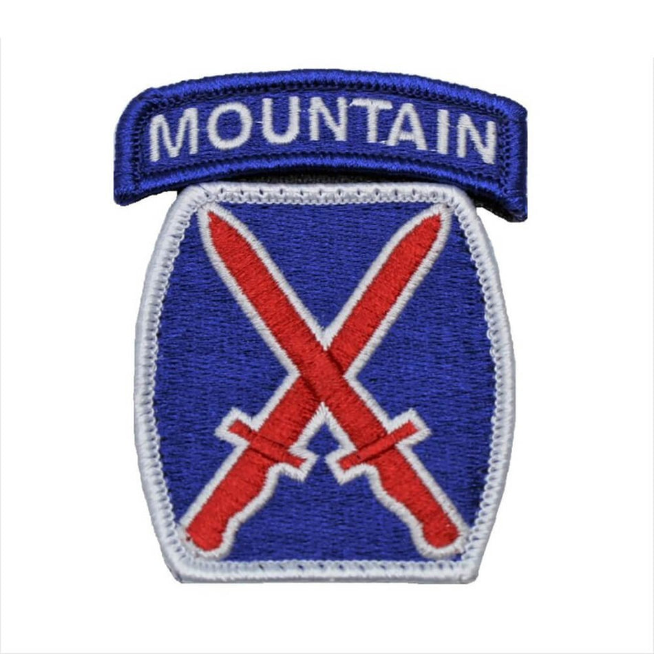 10th Mountain Division Color Patch With Mountain Tab Hook Fastener