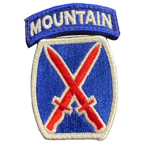10th Mountain Division Color Patch With Mountain Tab Hook Fastener