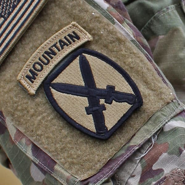 10th Mountain Division OCP Patch with Mountain Tab Connected