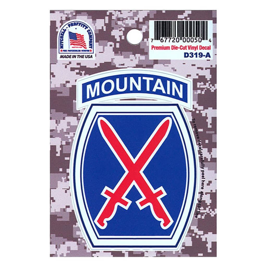 10th Mountain Division Vinyl Decal 2.75" x 3.75"