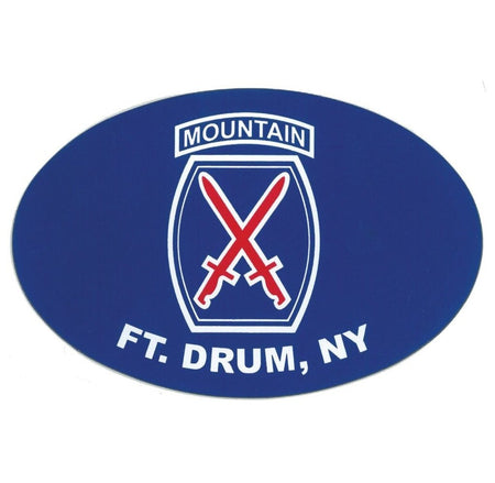 10th Mountain Fort Drum Oval Magnet on a white background