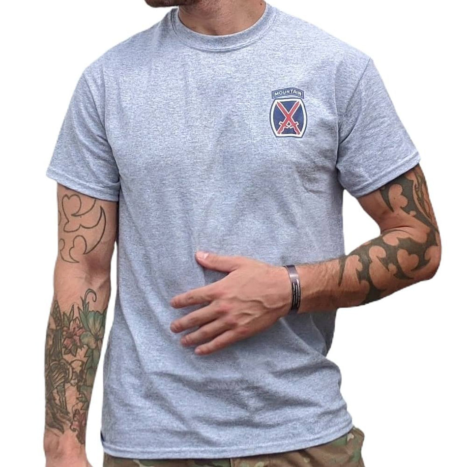 Grey Classic 10th Mountain Division T-Shirt With Crest