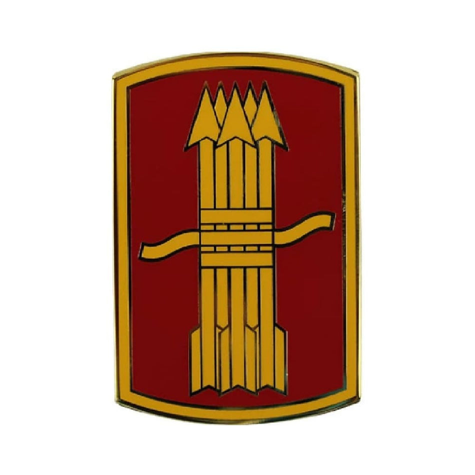 197th Field Artillery Brigade Combat Service Identification Badge on a white background