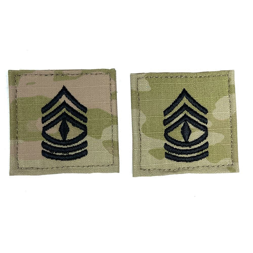 1SG First Sergeant Army Rank OCP Patch With Hook Fastener - Pair