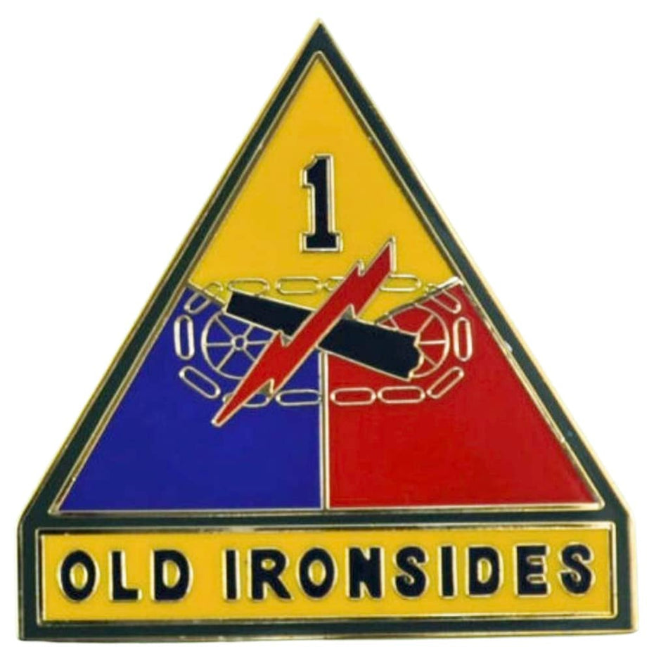 1st Armored Division Combat Service Identification Badge on a white background