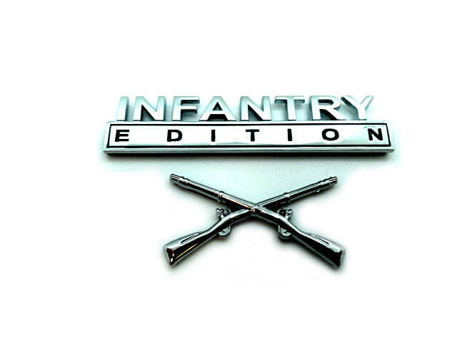 Infantry Edition Metal Truck Decal by Auto Medals with infantry insignia
