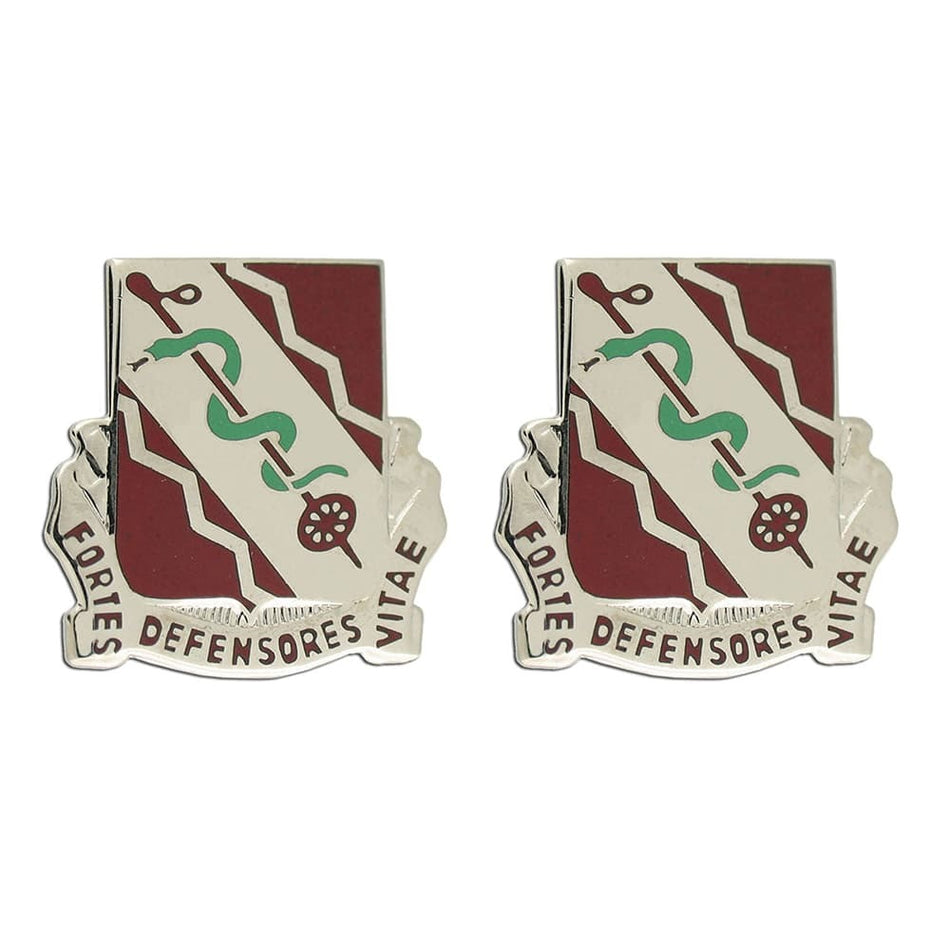 Two 210th Support Battalion DUI Crest Set on a white background