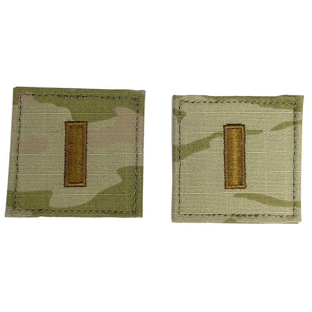 2LT Army Rank Patch Second Lieutenant OCP Hook Fastener - Pair