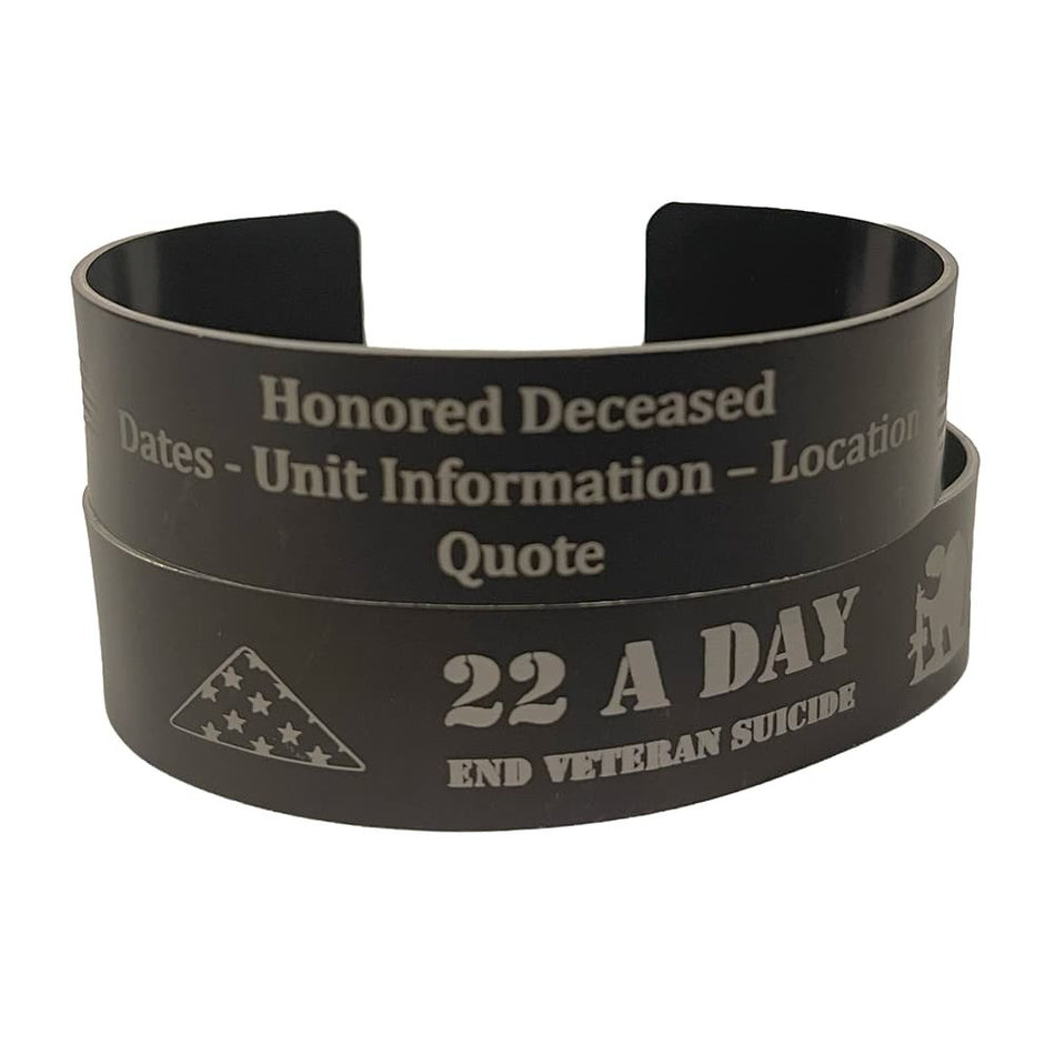 2 Large black military memorial bracelets