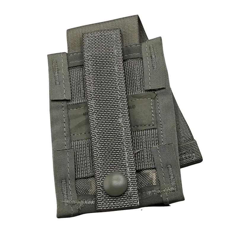 40mm High Explosive ACU Single MOLLE II Pouch USED backside on a white background