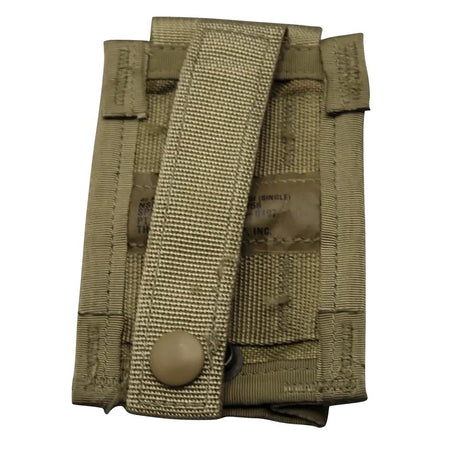 Rear view of a 40mm High Explosive OCP Single MOLLE II Pouch on a white background