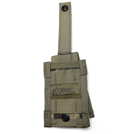 Rear view of a 40mm High Explosive USGI Single OCP MOLLE II Pouch on a white background