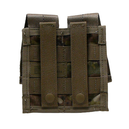 A 40mm Pyrotechnic OCP Double Pouch on white background, featuring two vertical webbing straps with snap closures and a top attachment loop, shown against a plain white background.