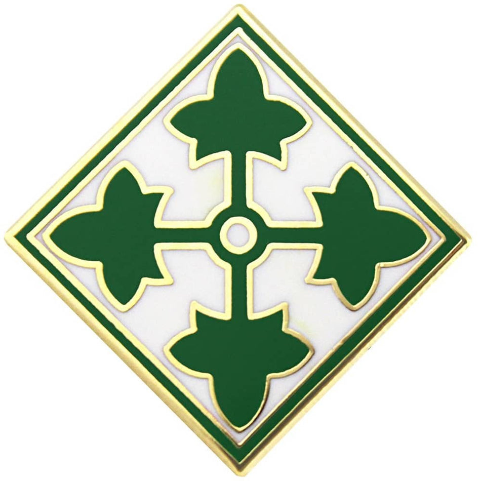 Green and gold geometric design on a white background