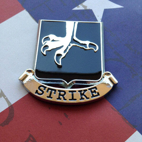 502nd Infantry Regiment Metal Car Decal on red, white and blue background