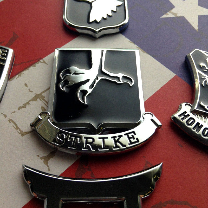 502nd Infantry Regiment Car Decal – Chrome Zinc Alloy Emblem