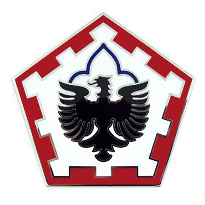 555th Engineer Brigade Combat Service Identification Badge on a white background