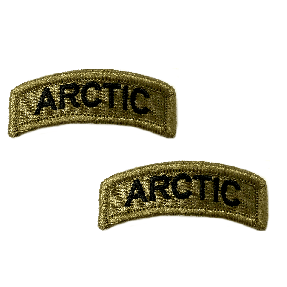 Two green patches with 'ARCTIC' text on a white background