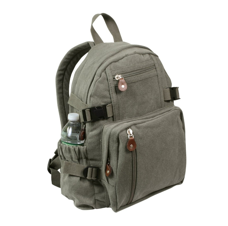 Olive Drab Rothco Vintage Canvas Compact Backpack