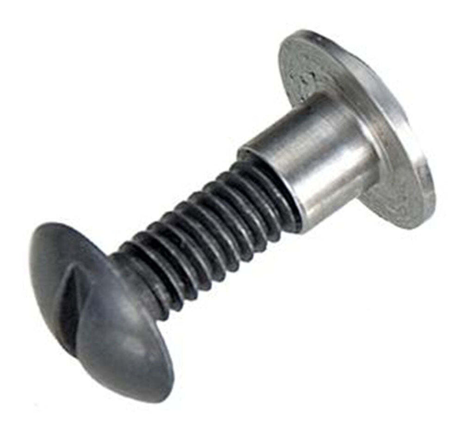 A metal toggle bolt with a dark gray plastic or coated head and a silver threaded shank, isolated on a white background.