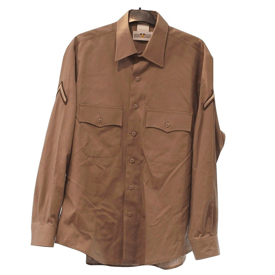 AGSU Male Long Sleeve Dress Shirt Army Green Service Uniform Shirt