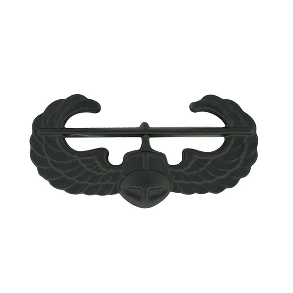 Army Air Assault Badge in Matte Black Metal on a white background