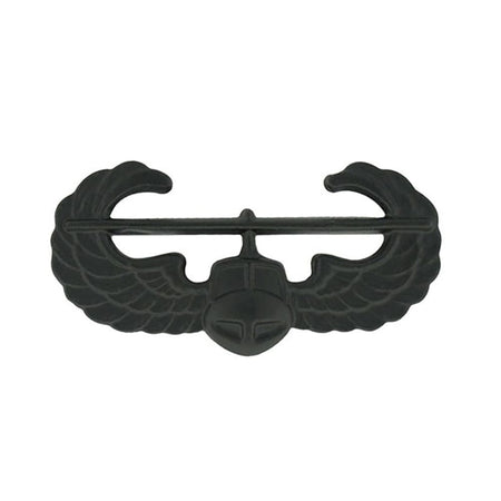 Army Air Assault Badge in Matte Black Metal on a white background