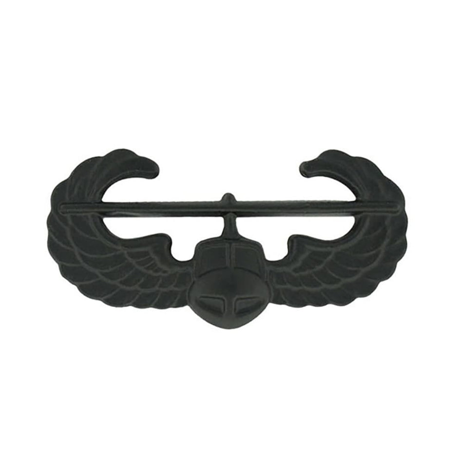Army Air Assault Badge in Matte Black Metal on a white background