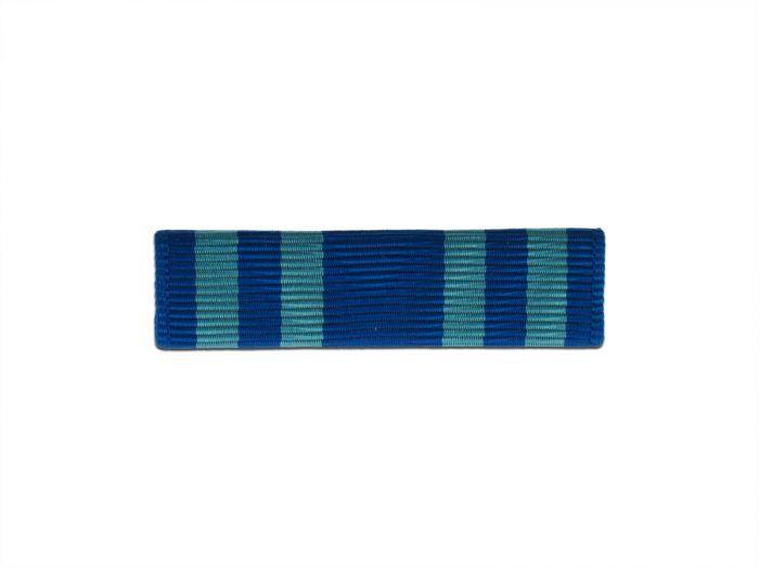 Air Force Longevity Ribbon with alternating dark blue and teal-green stripes, shown against a plain white background.