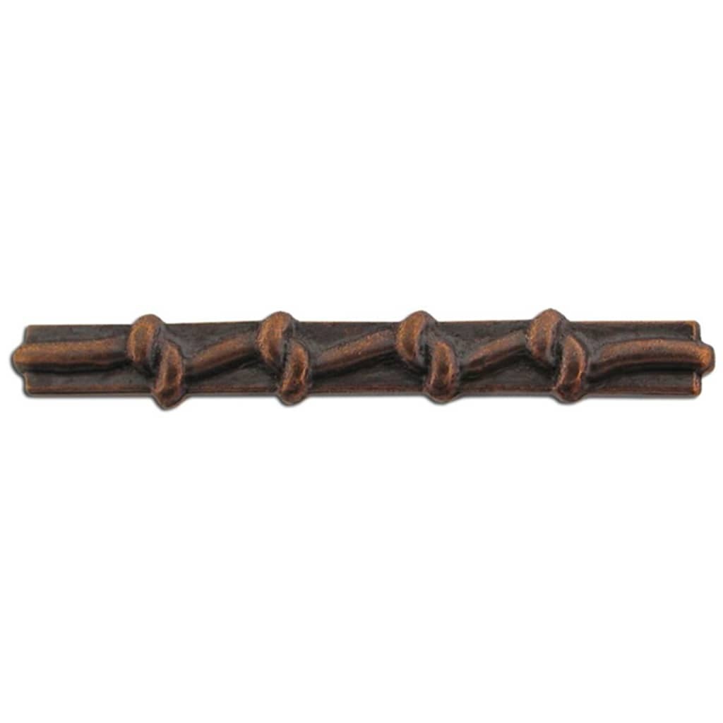 A single decorative hardware piece with a dark bronze finish, featuring a horizontal bar with four raised knotted rope details, shown against a plain white background.