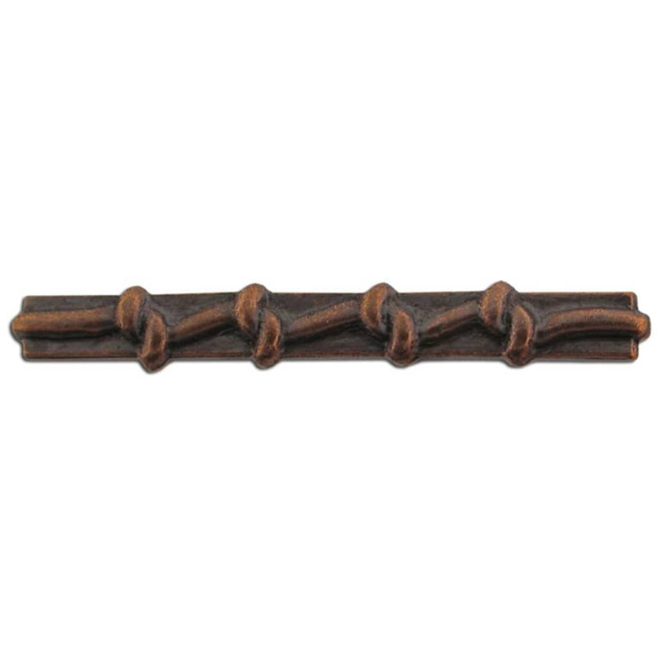 A single decorative hardware piece with a dark bronze finish, featuring a horizontal bar with four raised knotted rope details, shown against a plain white background.