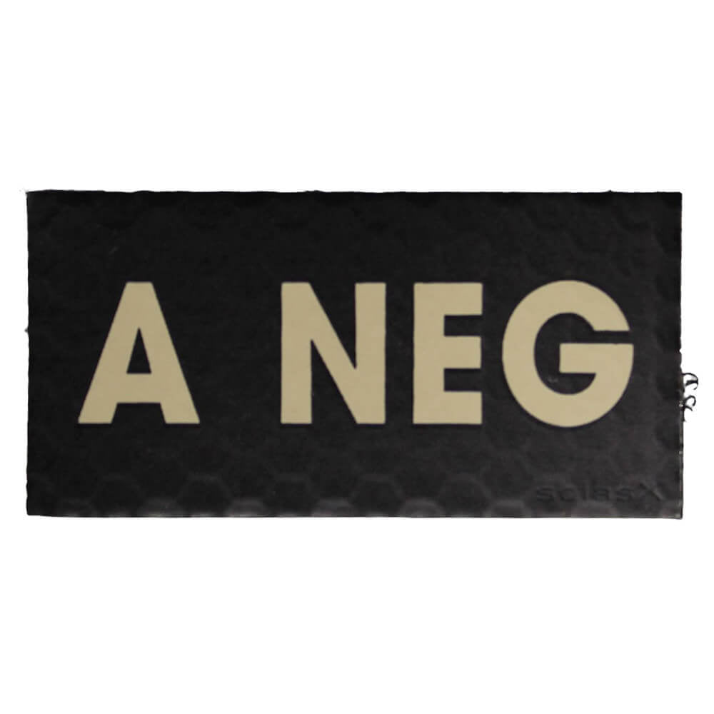 A rectangular black flag or banner with the text 'A NEG' printed in large beige letters, shown against a plain white background.
