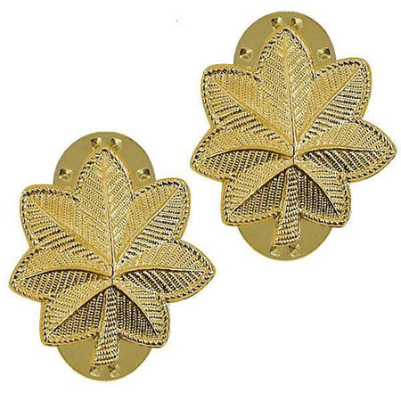 Pair of gold MAJ Major Gold Army Rank Pins Insignia on a white background