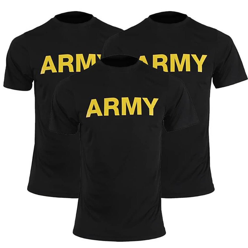 Army Physical Training PT Short Sleeve Shirt Pack of 3 100% Cotton