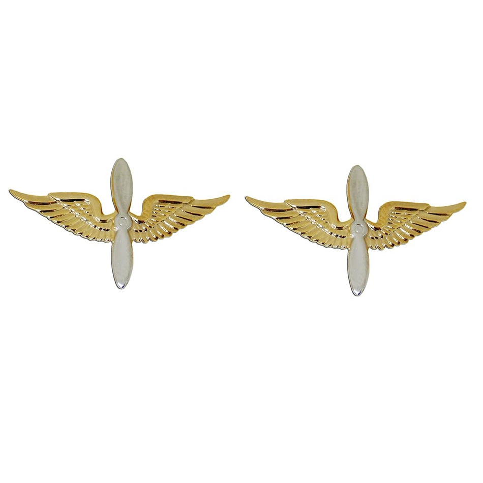 Army Aviation Officer Branch Insignia Pins Crossed Propellers Collar Devices - Pair