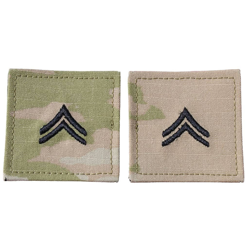 CPL Corporal Army Rank OCP Patch 2x2 Hook Fastener - Set of 2