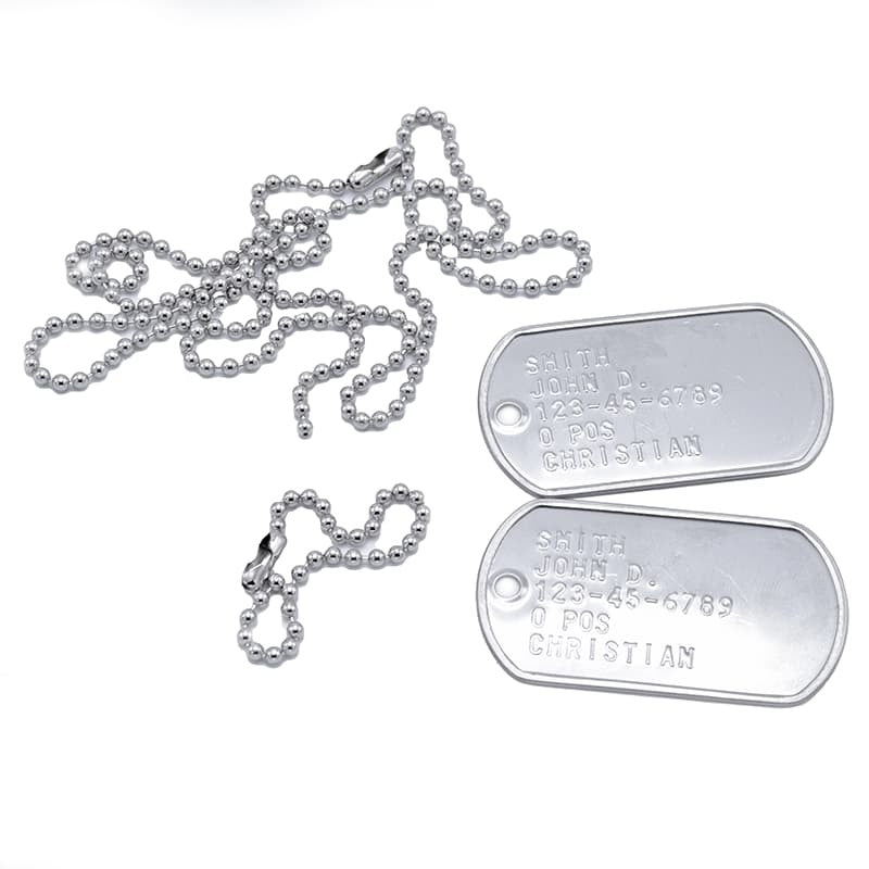 Army Dog Tag Set with Ball Chains