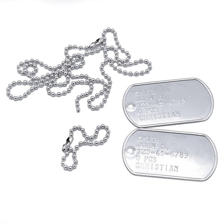 Army Dog Tag Set with Ball Chains