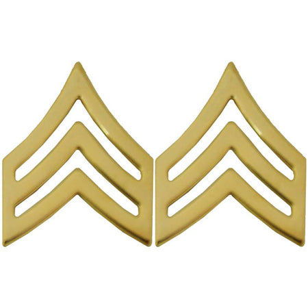 Sergeant Chevron Pins E5 SGT Gold Army Rank Insignia - Pair