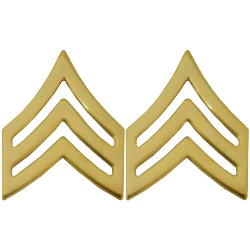 Sergeant Chevron Pins E5 SGT Gold Army Rank Insignia - Pair