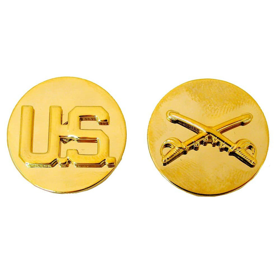 Cavalry Branch Insignia Army Enlisted  and US Collar Device Gold Discs