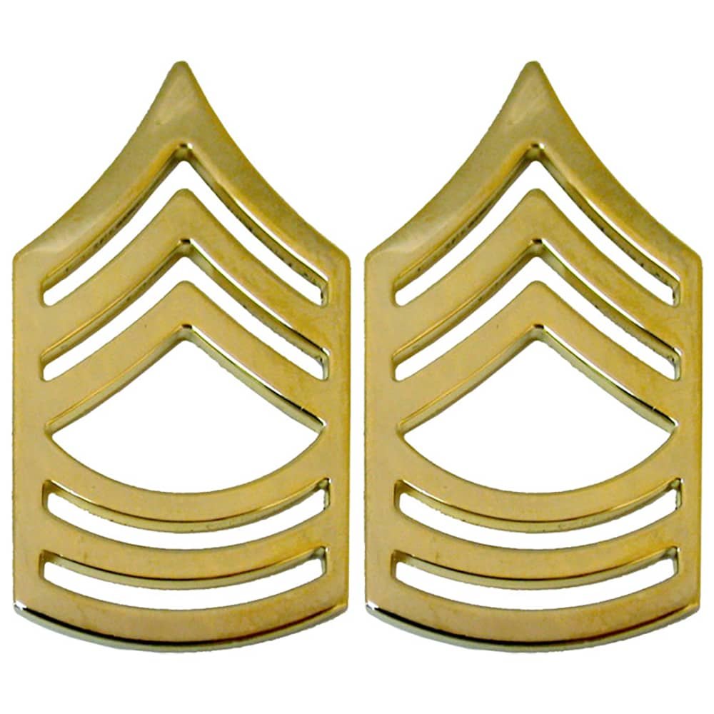 MSG Master Sergeant Gold Army Rank Pins - Pair