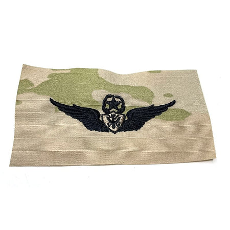 Army Master Aviation Badge OCP Sew-On Patch with a black emblem on a white background